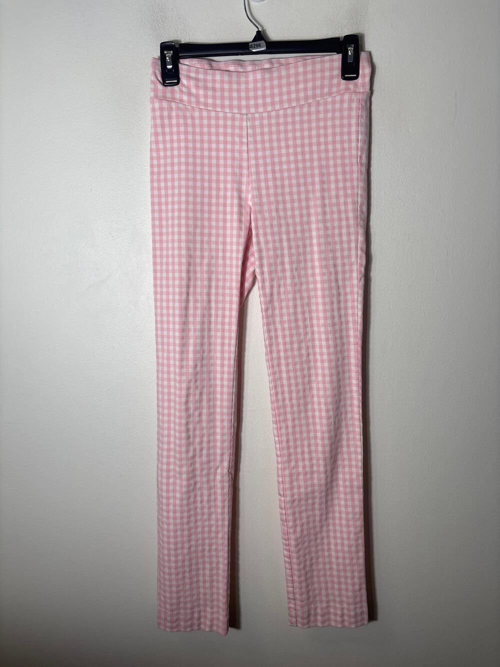 J. McLaughlin Pink and White Check Pull On Pants Sz 0